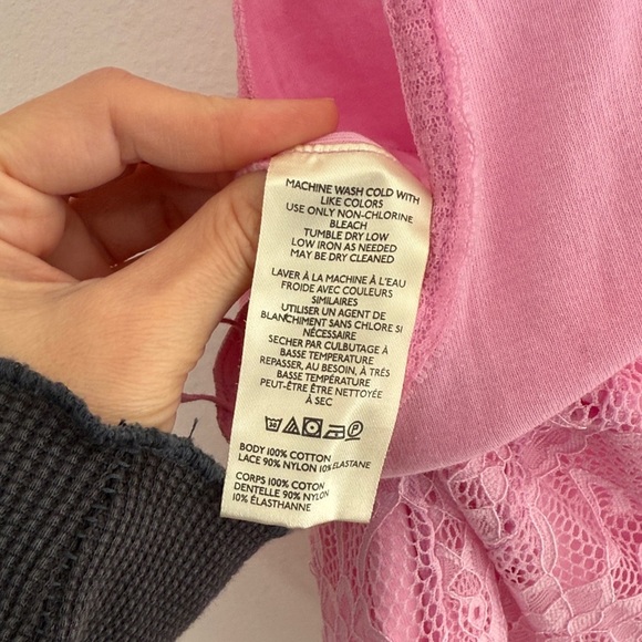 Free People Cosette Corset Tank button-up top with a floral lace overlay pink - Picture 5 of 16